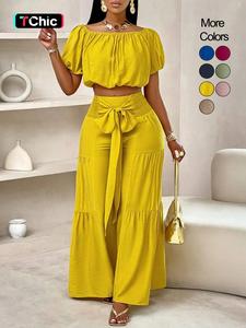 women's solid color shortsleeve top & wide leg pants set, casual off shoulder top & palazzo pants for summer, ladies clothes for beach holiday vacation, womenswear, casual outfits women