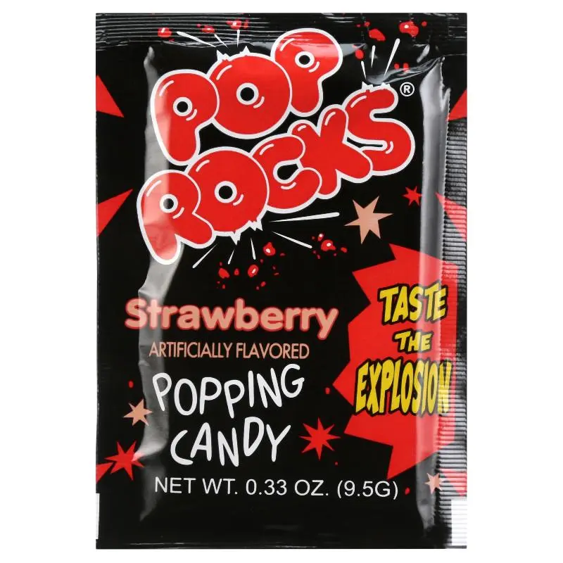 5x Pre-Packed Strawberry Popping Candy - Exploding Novelty Sweets, Sugar Blend, Artificial Flav, Exciting Sensory Experience, Sweet Snack, All Ages Fun Party Favors (0.33oz Each)