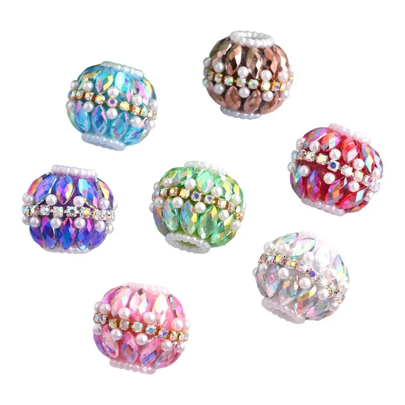 6PCS Rhinestone Pearl Beads for DIY Jewelry Making - Ideal for Beaded Pens, Phone Charms, Keychains,  Fancy Beads