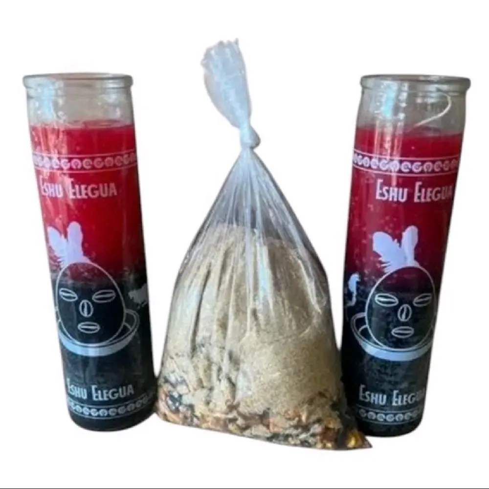 Elegua Eshu Glass 7_ Days Candles (2pack )for Santeria Ifa Orisha Ritual
