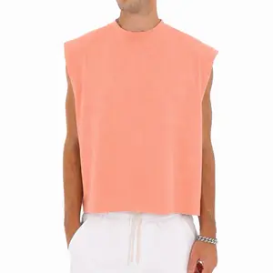 Cropped Muscle Shirt for Men - Sleeveless, Round Neck, Short Length, Casual Style, Ideal for Daily Wear