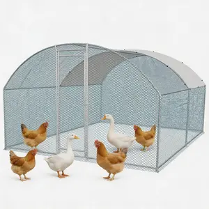 Large metal chicken cage, walk-in poultry cage, chicken and hen running house with waterproof cover, rabbit, cat and dog farm fence for outdoor backyard, farm and garden animals, 4 specifications to choose from