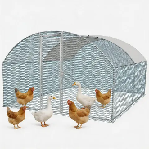 Bellemave Large Rust-Resist Galvan Steel Frame Walk-In Chicken Coop Enclosure with Waterproof Cover, 180g Hexagon Mesh Wire Fence, Multi-Size Backyard Farm Cage for Chickens, Small Animals (4 Specs Available; Fits Ducks, Geese)