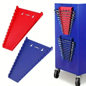 Magnetic Wrench Holder Rack Set, 2 Pieces with 12 Slots, Tool Organizer for Adjustable Wrenches, Strong Magnetic Base, Garage Tool Storage ( and Blue)