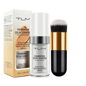 Color Changing Foundation with Makeup Brush - 2 Counts, Long Lasting Concealer, Natural Makeup, Versatile Formula for Everyday Use