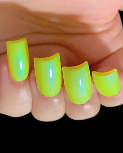 Glowing Wild - Neon Yellow Blue Green "NEON Glow Pop Collection" Multi-Color Shifting: Mylar Oil Slick / Polish Me Silly Nail Polish