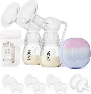 NCVI 8122 Double Electric Breast Pump, Portable Hospital-Grade 280mmHg Suction, 4 Modes & 9 Adjustable Levels, Comes with 17/19/21/24mm Flanges, USB Rechargeable, Ideal for Home, Office & Travel Breastfeeding