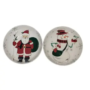 Wpndershop Santa Claus & Snowman Holiday Christmas Bowls Melamine Plates Set of 2 Festive Design