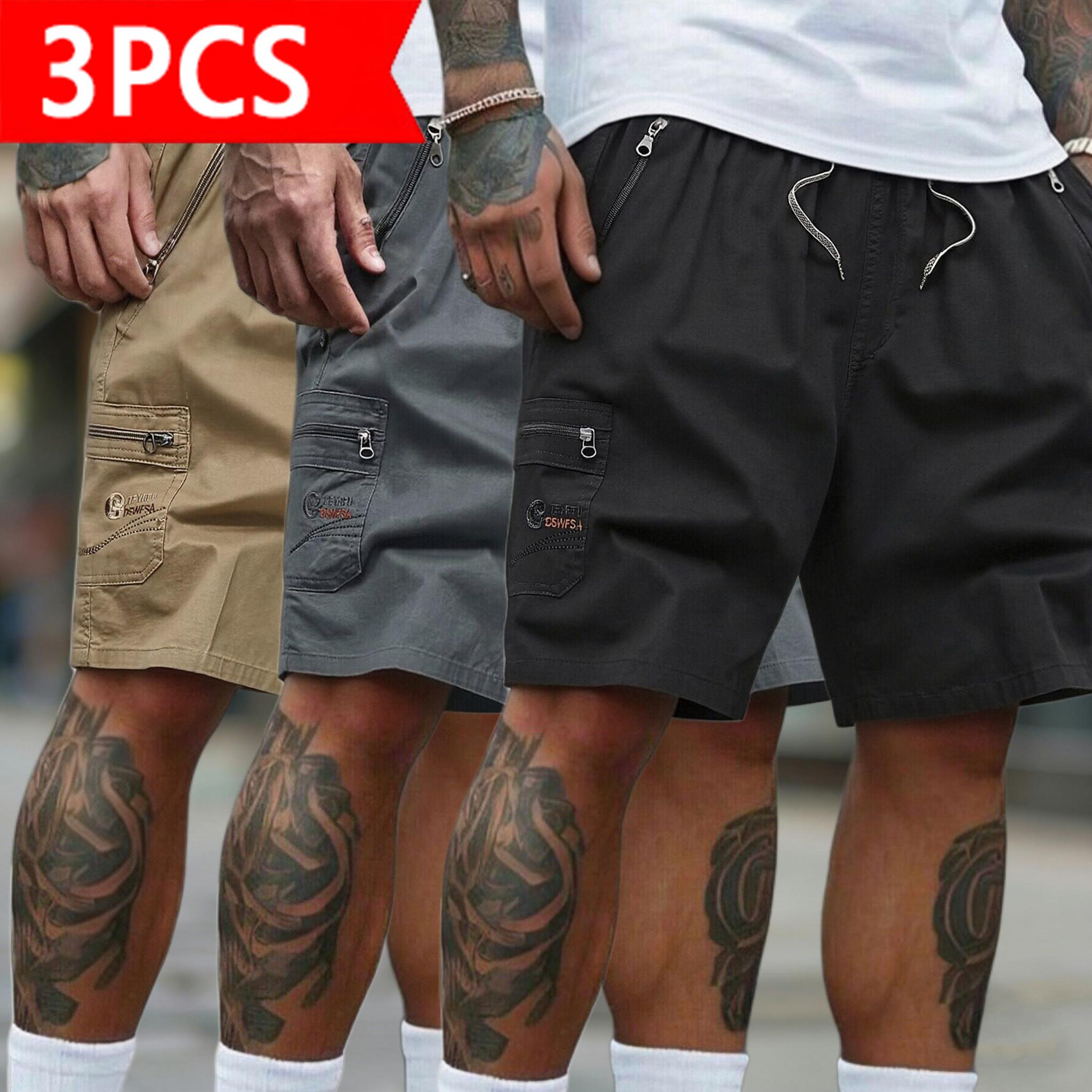 Men's 3-Pack Cargo Shorts | Casual Drawstring Elastic Waist Shorts with Zipper Pockets | Quick Dry Lightweight Streetwear for Summer, Beach, Daily Wear & Outdoor Activities Men's 3-Pack Cargo Shorts | Casual Drawstring Elastic Waist Shorts with Zipper Pockets | Quick Dry Lightweight Streetwear for Summer, Beach, Daily Wear & Outdoor Activities