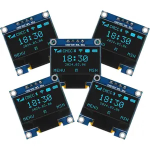 AITRIP 5PCS 0.96 Inch OLED Module 12864 128x64 Yellow Blue SSD1306 Driver I2C Serial Self-Luminous Display Board for Arduino Raspberry Pi Pico-Blue