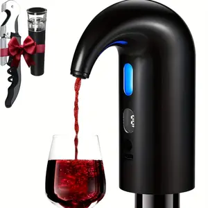 3-in-1 Mini Electric Wine Aerator, Decanter & Dispenser Set: USB Rechargeable Automatic Wine Pourer, with Wine Opener, Wine Stopper, Deal Gift for Wine Lover