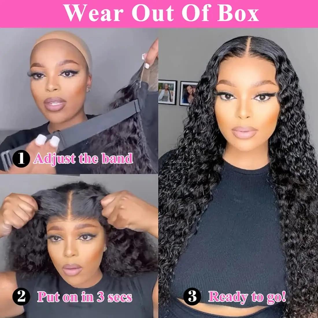 BLING HAIR 30 36 Inch Deep Wave Curly 7x5 13x4 Glueless Wig Human Hair 13x6 HD Lace Frontal Wig Pre Cut Wear Go Deep Wave Front Wig 180% Density