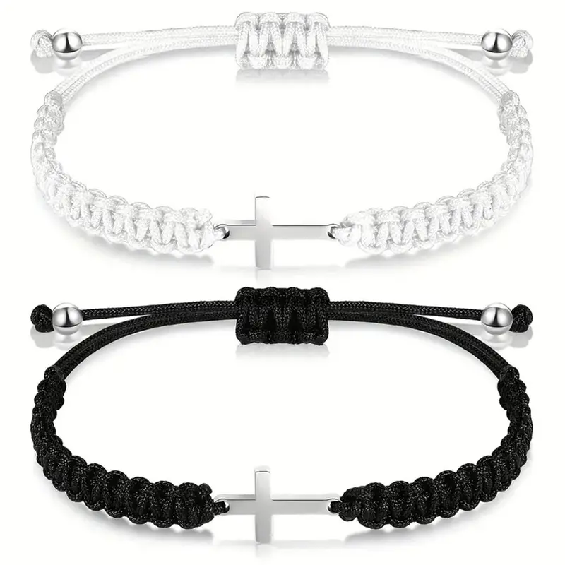 2024 Summer Versatile Woven Cross & Drawstring Design Bracelet, Fall Fashionable Adjustable Bracelet for Men & Women, Trendy Exquisite Jewelry for Party for Gift