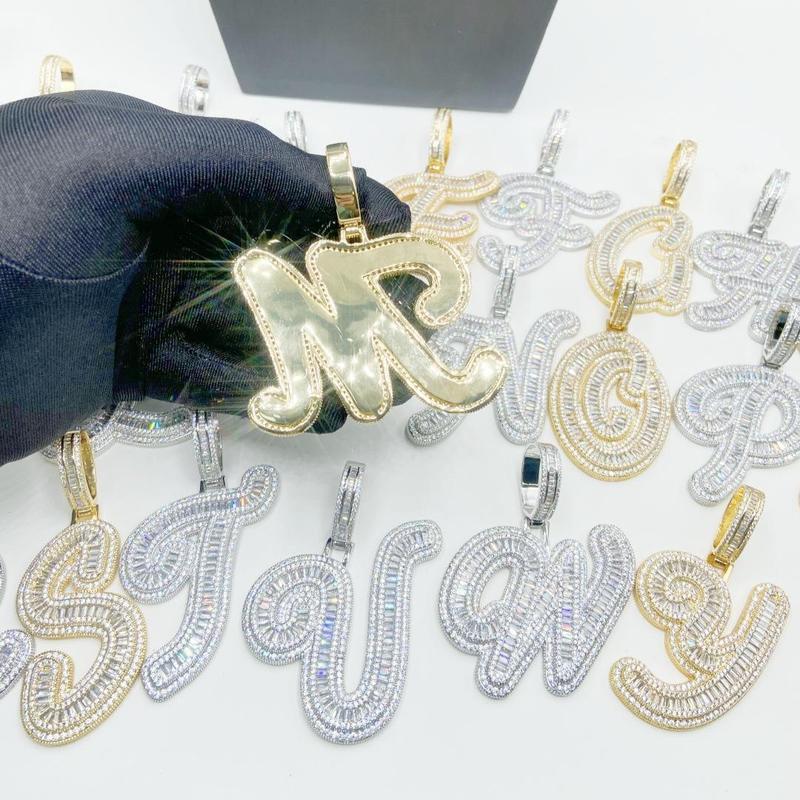 [ICE HUE]18K Gold Vacuum Plated Copper with 5A+ Sri Lanka Zircon Gothic Letter A-Z Design Pendant With Necklace Miami Italy Mexico & Micro Inspired for Women & Men Jewelry,Daily Wear,Casual Fashion,Gift Idea,,Classic,Hip Hop,Simple,Sporty Style