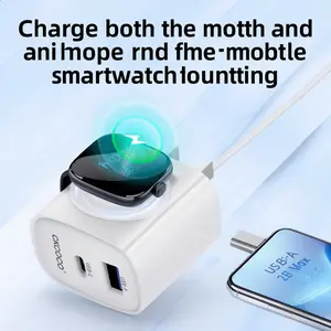 20W 3-in-1 Automatic Charging Adapter - Magnetic Wireless PD USB-C Wall Charger Block with Cable, Quick Charge iPhone Charger, Compatible with iWatch Ultra/9/8/7/6, iPhone (Magnetic Property/Phone Magnet Adapters)