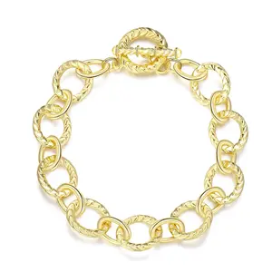 Mytys Cable Bracelets for Women Two Tone Link Chain Bracelets Circles Bangle Classic Designer Costume Jewelry Gifts Trendy Jewellery Accessories