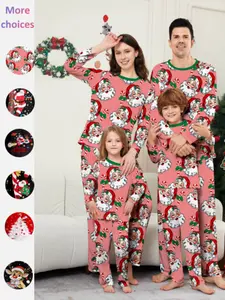 Christmas Family Pajama Set, Santa Claus Pattern, Cute Holiday Sleepwear, Comfortable Home Wear for Parents & Kids, Festive Christmas