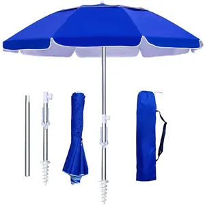 Folded Portable Travel Beach Umbrella with Sand Anchor Tilt Air vent UPF 50+UV Protection Fit In Suitcase Compact Foldable Telescopic umbrellas for Patio Garden Beach Pool automatic tent shibumishadenowind doublechair
