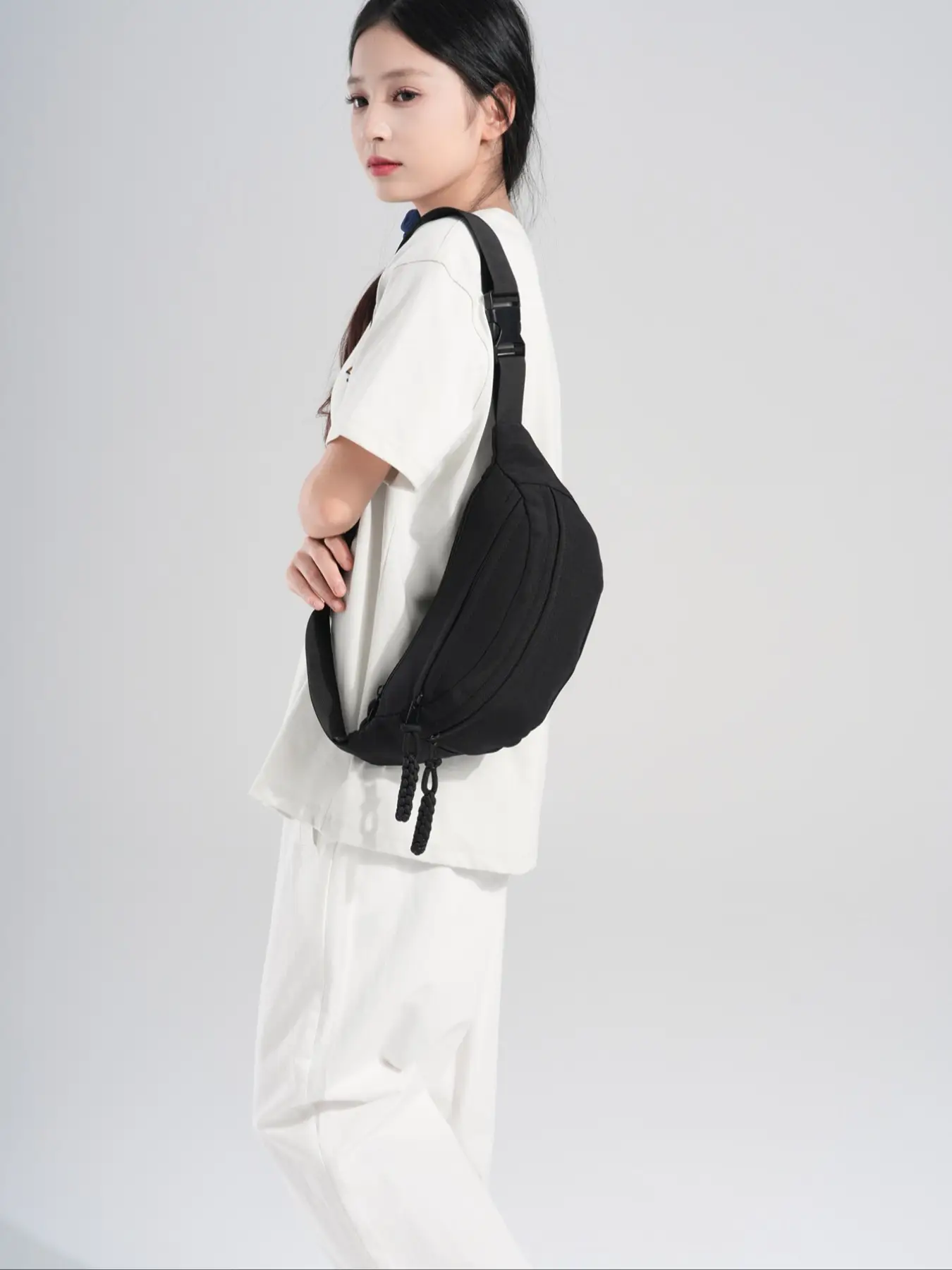 Women's Casual Plain Canvas Fanny Pack, Fashionable Zipper Design Sling Bag for Daily Used, Trendy All-match Crossbody Bag