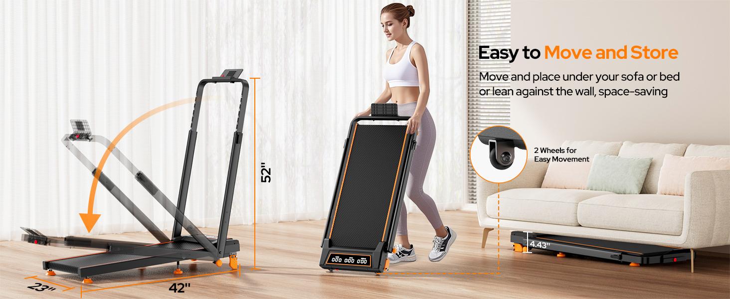 Trisomy 4-in-1 Compact Foldable Treadmill with 12% Incline, Adjustable Handlebar, 3.5HP Motor - Under Desk Walking Pad for Home Gym, 350lbs Heavy Duty HSM-T12C1, Fitness For Everyone