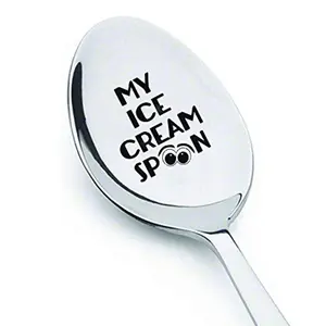 My Ice Cream Spoon, 1 Count Engraved Stainless Steel Ice Cream Spoon, Ice Cream Lovers Gift for Birthday Thanksgiving, Kitchenware