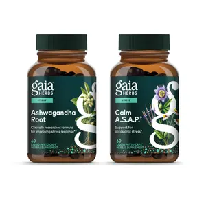 Gaia Herbs Calm A.S.A.P + Ashwagandha Root Wellness Bundle