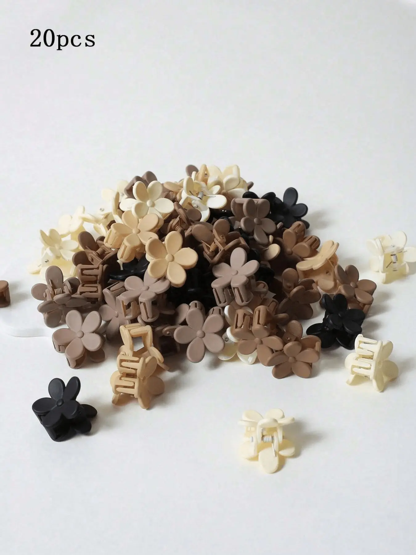 20Pcs/Set Matte Flower Hair Clips, Mini Non-slip Claw Clips, Neutral Color Hair Accessories for Women Girls Daily Wear, Super Cute Clips, Decorative Hair Clips, Hair Decor
