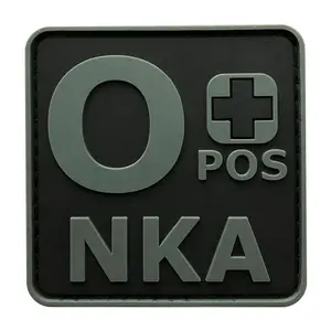Blood Type O+ Positive NKA ACU Dark Hook Patch[3D-PVC Rubber-2.0 X 2.0 inch -BP4]