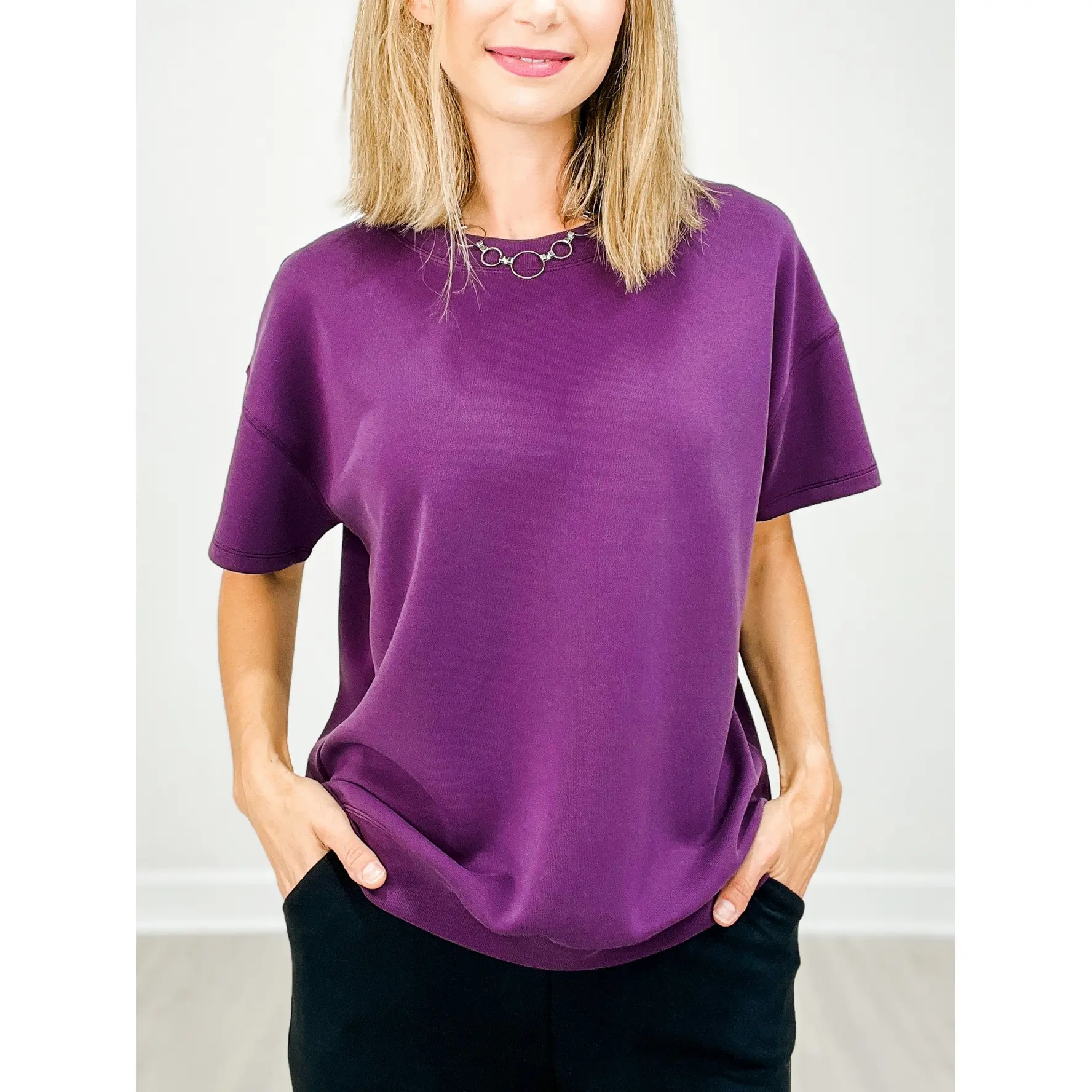 Soft Modal Oversized Short Sleeve Crew Top