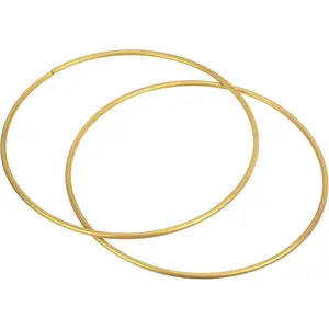 7 Inch Round Metal Floral Hoop, 2 count Plated Wreath Frame Macrame Ring, for Wedding Geometric Decor Party Wall ,  Tone