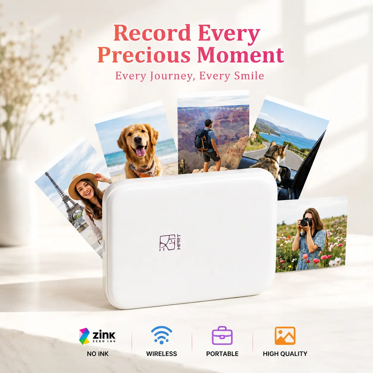 HPRT MT53 Mini Photo Printer, 2x3" Self-Adhesive Instant Color Photos, Portable Wireless Bluetooth Sticker Printer for iPhone & Android, Valentine's Gift,summerwins，gift for Father's Day