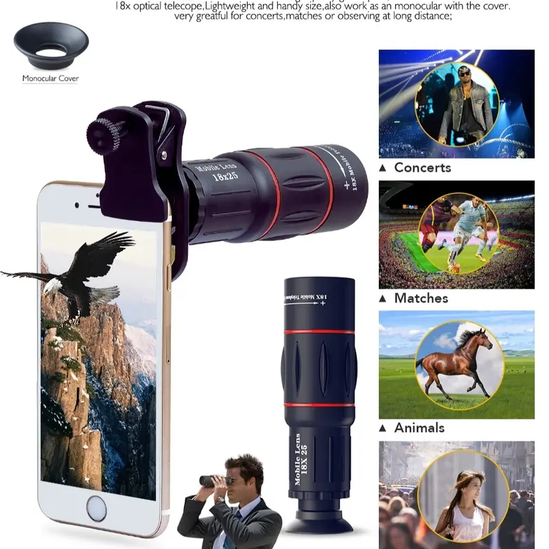 APEXEL Ultra-Portable Plastic Mobile Smartphone Camera Complete Kit - 18x Telephoto Lens, 4-in-1 HD Multi-Lens Set, Wireless Bluetooth Adapter, Flexible Detachable Tripod, Clip, Vlogging Gear for iPhone/Android Creators (Matches Sohochic)