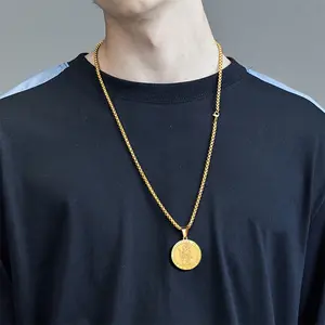 FaithHeart Round St. Christopher For Unisex Medal Necklace Stainless Steel