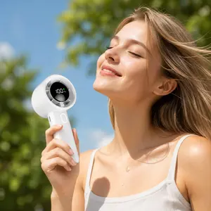 Portable mini nail fan with LED power indicator - quick-drying fan, suitable for regular nail polish, powder, and acrylic nails. Rechargeable handheld cooling fan with base, suitable for DIY nail salons.