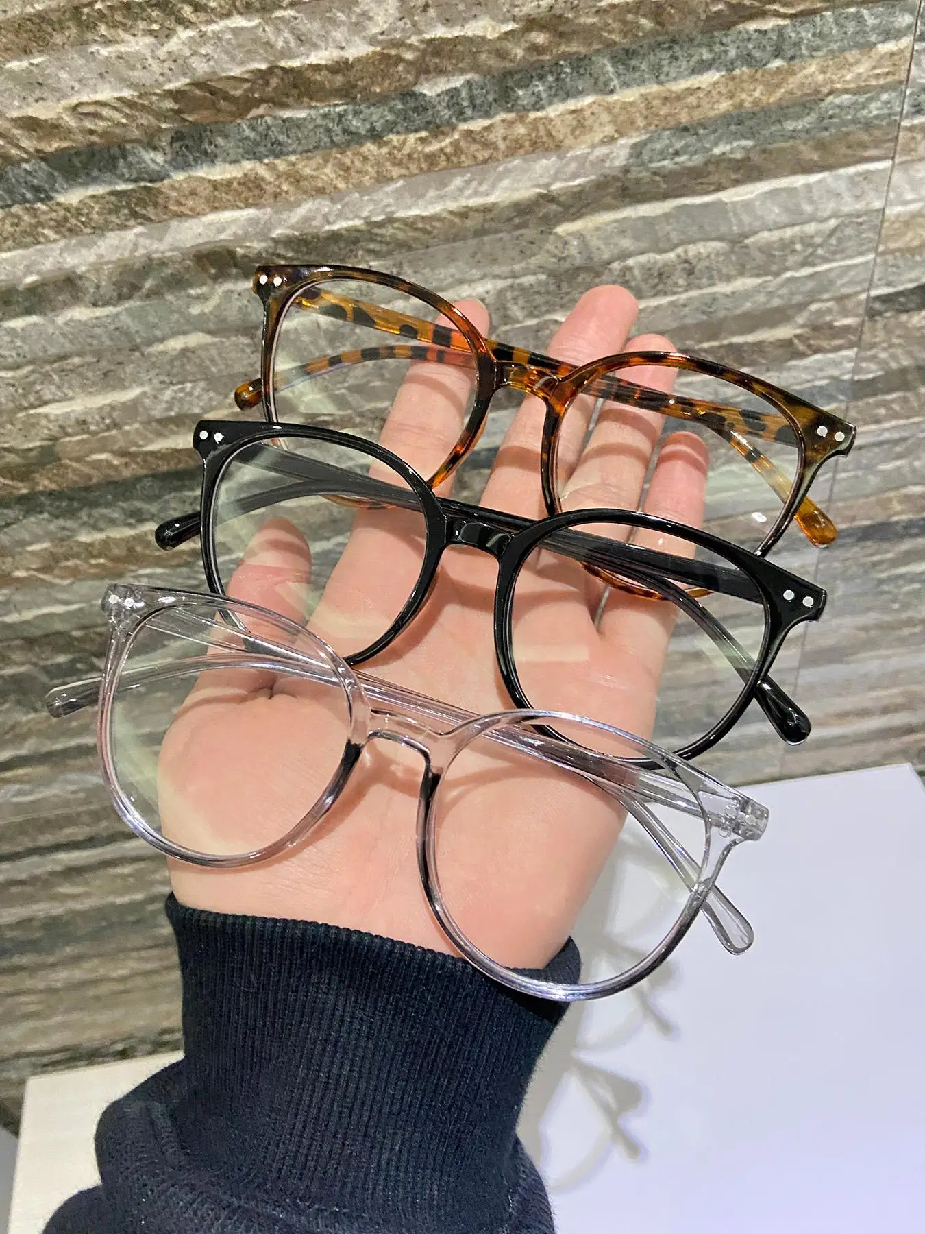 Simple Anti-blue Light Eyeglasses for Everyday Use (3 Pairs), Basic Tortoiseshell Flat Frame Fashion Eyeglasses for Women & Men for Work, Daily Clothi