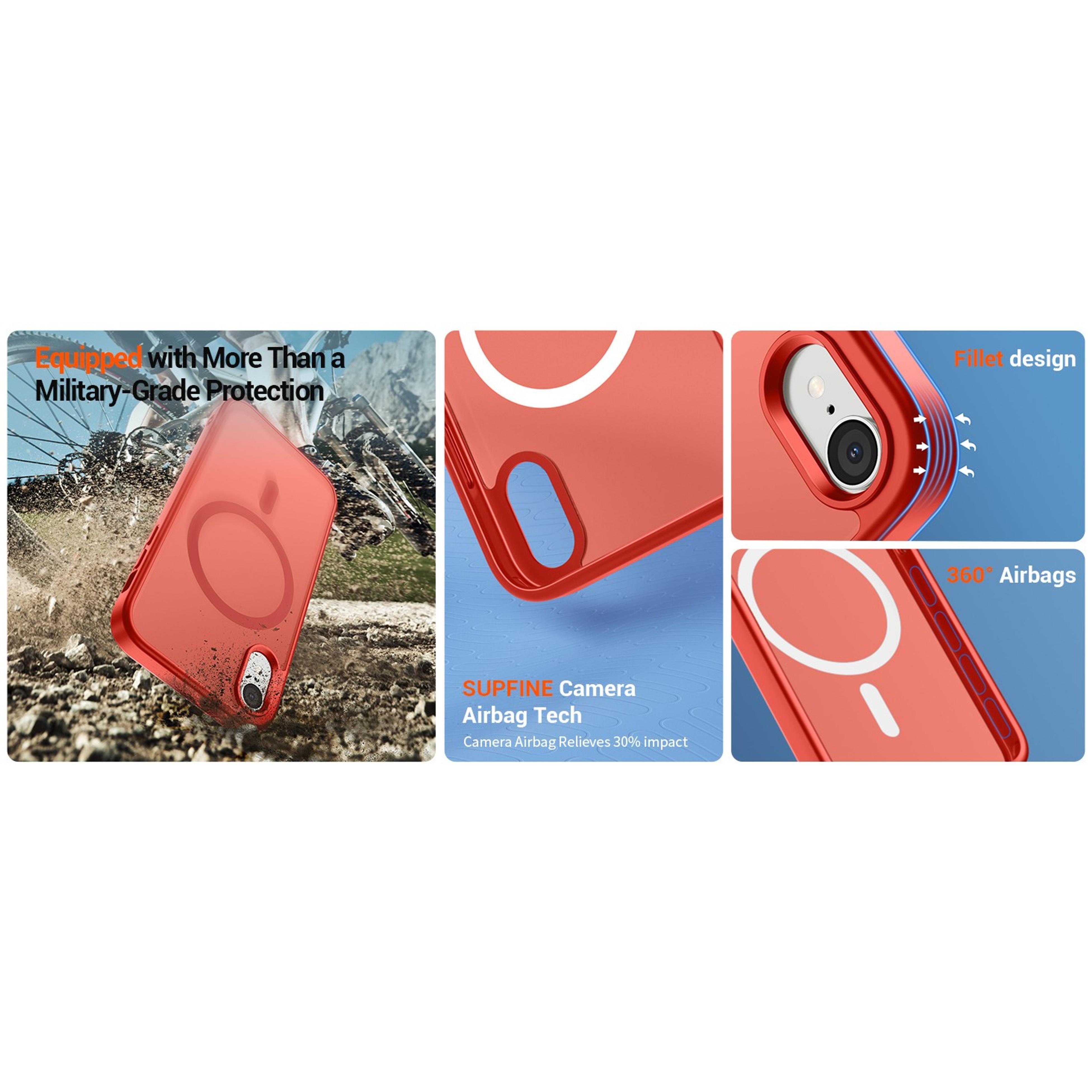 Magnetic for iPhone XR Phone Case(Compatible with MagSafe)(Military Grade Drop Protection) Slim Translucent Matte Shockproof with Anti-Fingerprint Phone Case,Red