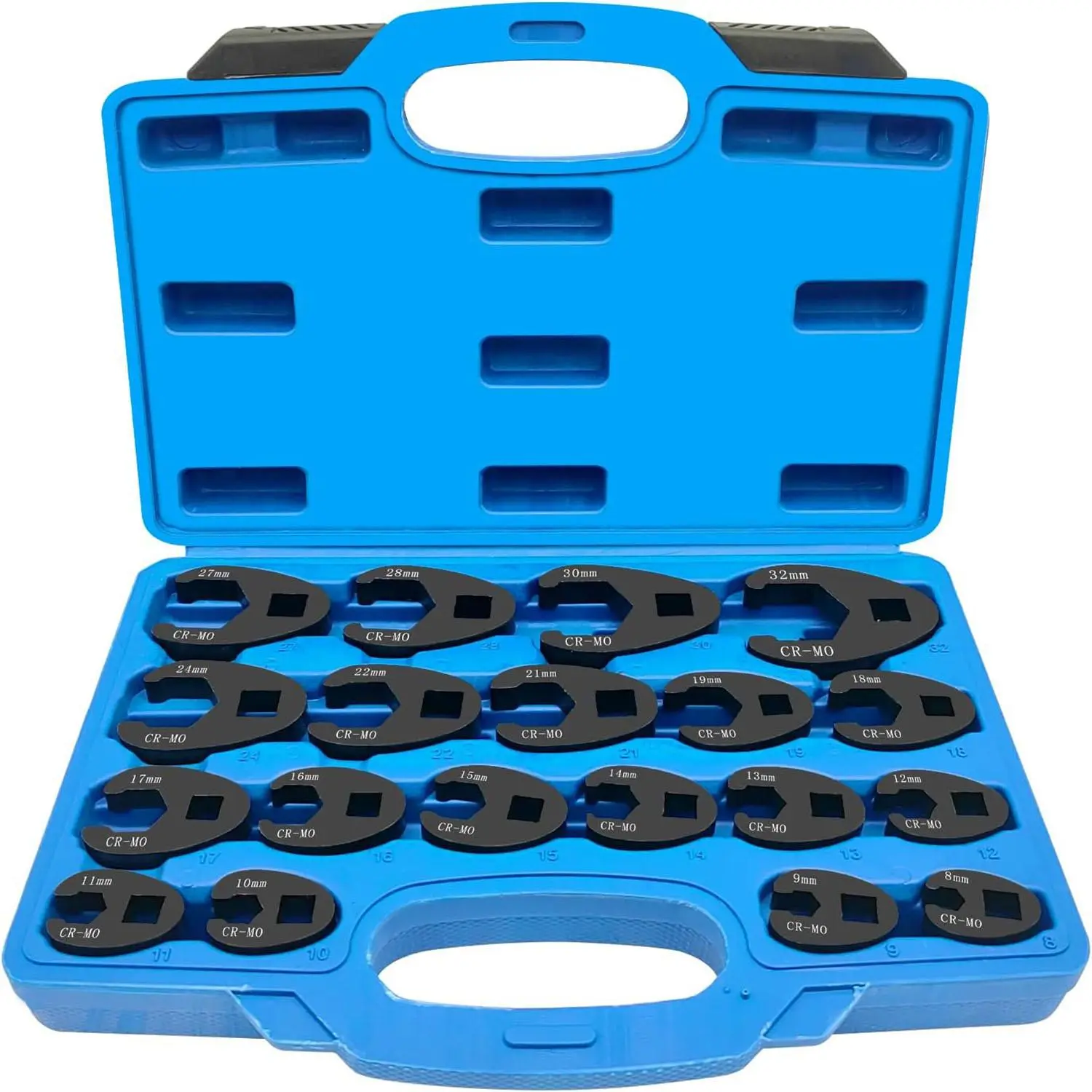 19-Piece Multifunctional Crowfoot Ratchet Wrenches Set - 3/8in & 1/2in Drive Jumbo Flare Nut Tools, Chrome Moly Heat-Treated, High Torque, Extension, Metric 8-32mm Hard-To-Reach Kitchen Hardware Repair Tools