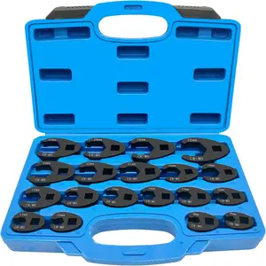 19-Piece 3/8in & 1/2in Drive Jumbo Crowfoot Flare Nut Wrench Set, Metric Hand Tool with 8-32 mm Sizes for Hardware Repairs