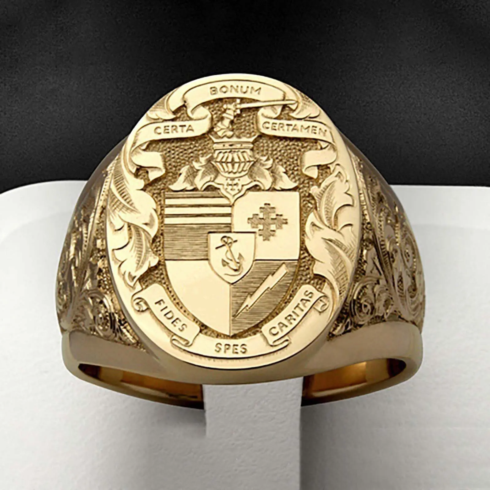 Totem Engraved Shield Ring Wide Band Jewelry for Men and Women Personalized Daily Wear Gift