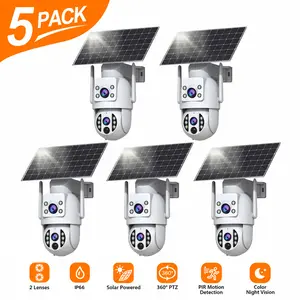 【JOOAN 1-6PCS 2K Solar Dual Lens Wireless Security Camera】360° PTZ Outdoor/Indoor IP66 Waterproof, Color Night Vision, PIR Human Detection, 2.4G WiFi, Two-Way Talk, Auto Tracking, Siren Alarm, No-Blind-Spot Coverage, 24/7 Recording, SD/Cloud Storage