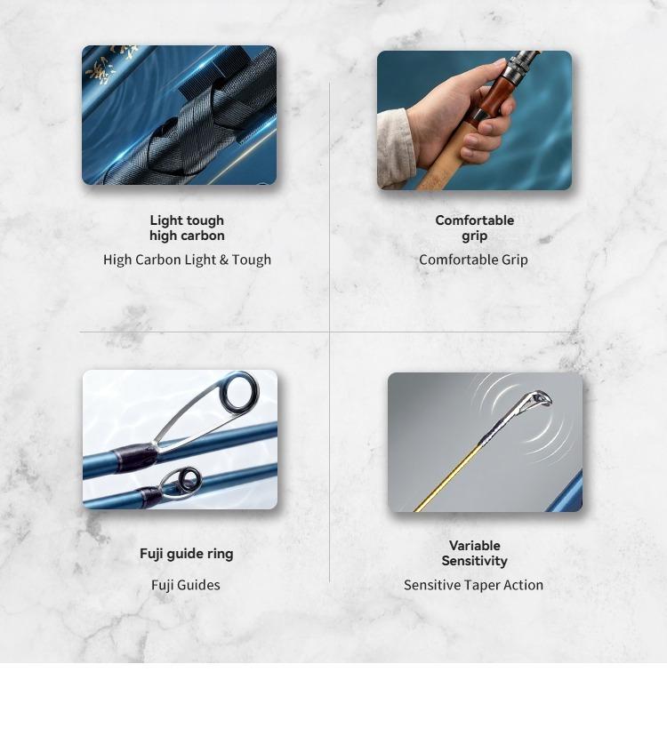 YUSHAN Flower Stream Pro Max 1.98m UL/ML Fast Action Variable Fishing Rod 30T+M40X Toray Carbon FUJI A+SIC Guides Stream Game Rod