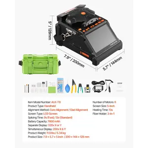 VEVOR Fiber Fusion Splicer 6 Motors, Core Clad Alignment Fibers Optic Splicer with 6s Fast Splicing and 13s Heating, 5 LCD Screen, 3 in 1 Fiber Holder, 7800mAh Battery for SM MM DS NZDS Fibers