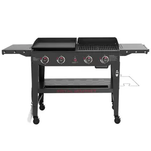 Royal Gourmet GD405A Propane Gas Grill and Griddle Combo, 4-Burner Event Combo Grill, Heavy-duty and Durable for Outdoor Cooking Food Barbecue Bbqs