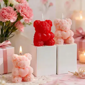 Bear-Shaped Candle, 1 Count Colorful Cute Bear Candle, Indoor Decorative Candle for Home, Office & Desktop, Ideal Gift for Friends, Family & Colleagues, Home Decor Supplies