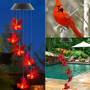 Solar Cardinal Bird Bell Lights, Outdoor Garden Yard Decoration, Suitable for Christmas, Halloween, Family Party Night Garden Decoration Valentine's Day Gift SummerVibes