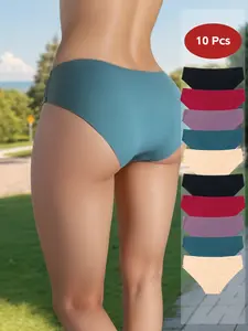 Women's Low Waist Casual Triangle Pants, Slim-Fit Comfortable Underwear, Suitable for All Seasons, Pack of 10, Moderate Fabric Thickness, Soft Comfy Panties, Soft Fit Panty, Daily Casual Underwear