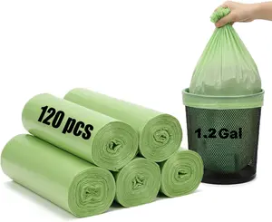 Trash Bags 1.2 Gallon Small Compostable Garbage Bag 120 Counts 5 L Trash Wastebasket Can Liners Green