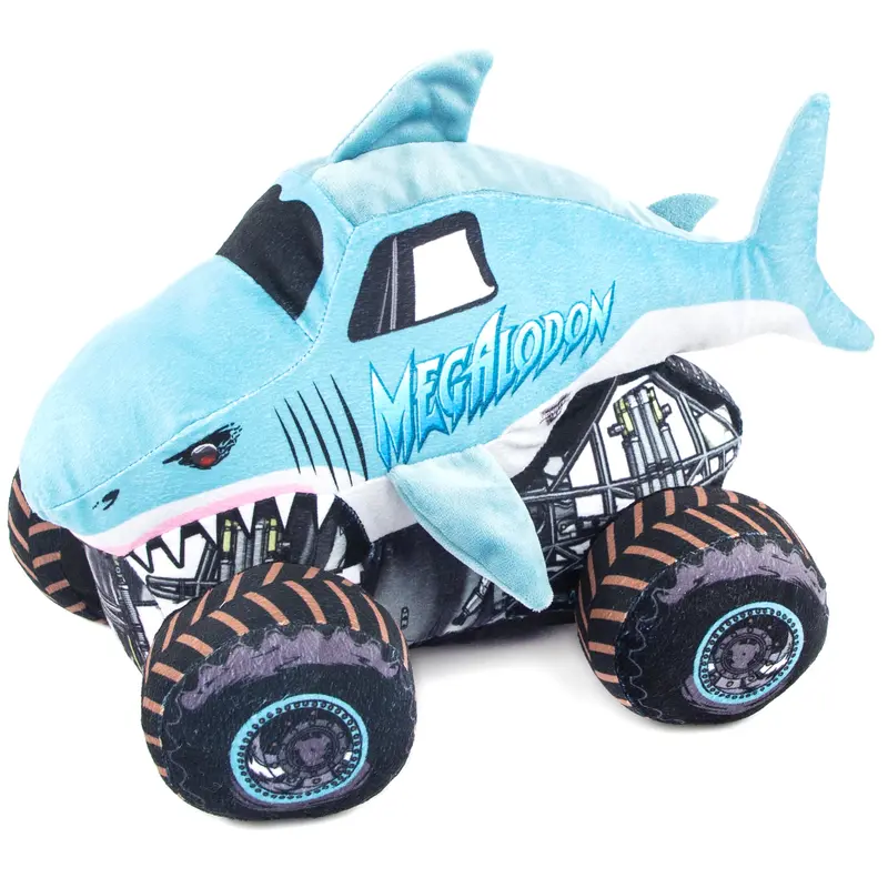 Jay Franco Monster Jam Megalodon Pillow Buddy Plushie - Durable, Fluffy, Supportive Stuffed Animal for Bedroom Bedding & Linens, Soft Cuddly Gift, Birthday Present, Collectible Approved Stuffed Animal Collectibles, Car Nap Companion