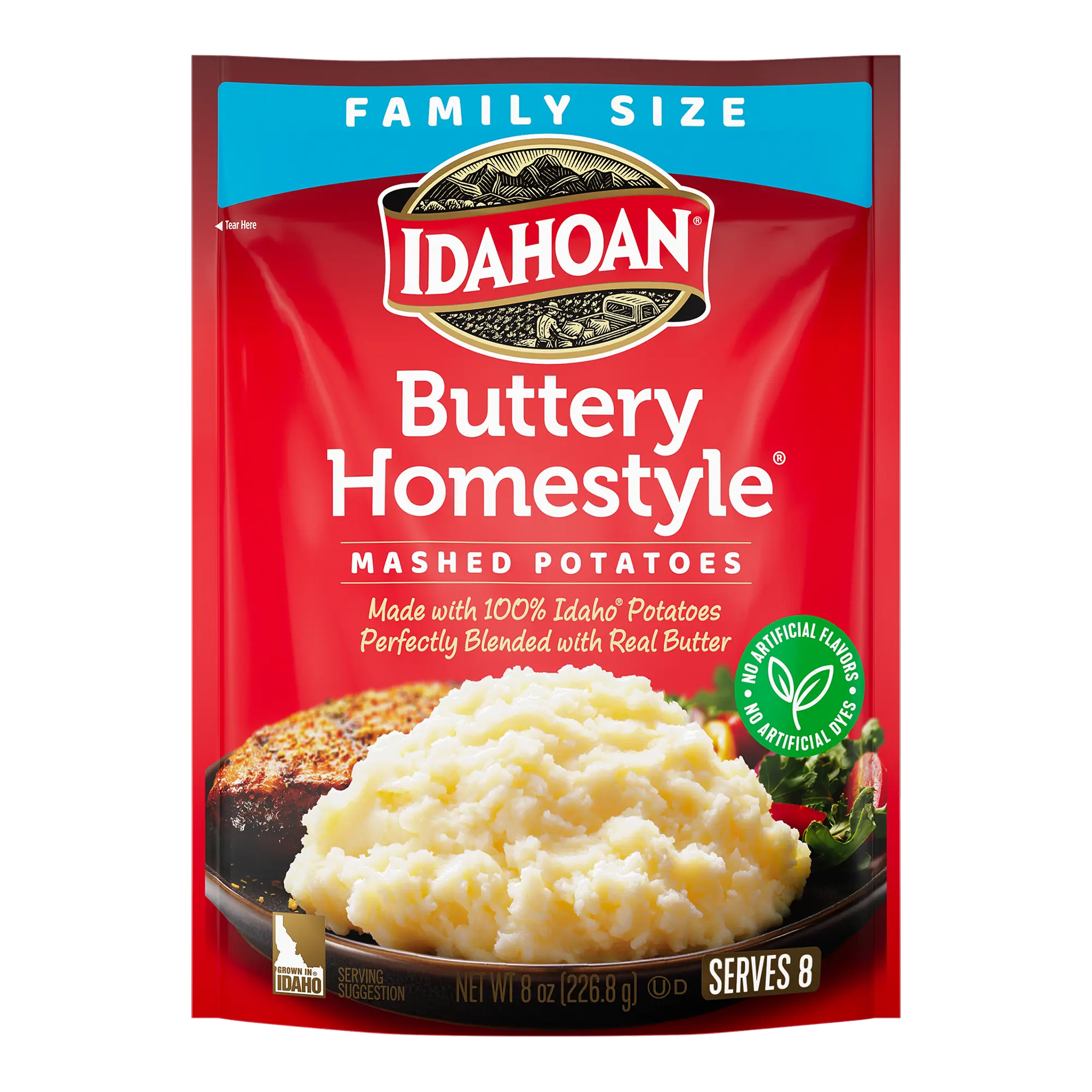 Idahoan Buttery Homestyle Mashed Potatoes Family Size, 8 oz, Pack of 8
