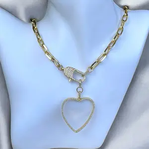 Heart or Star Statement Fashion Necklace with Chain and Pendant